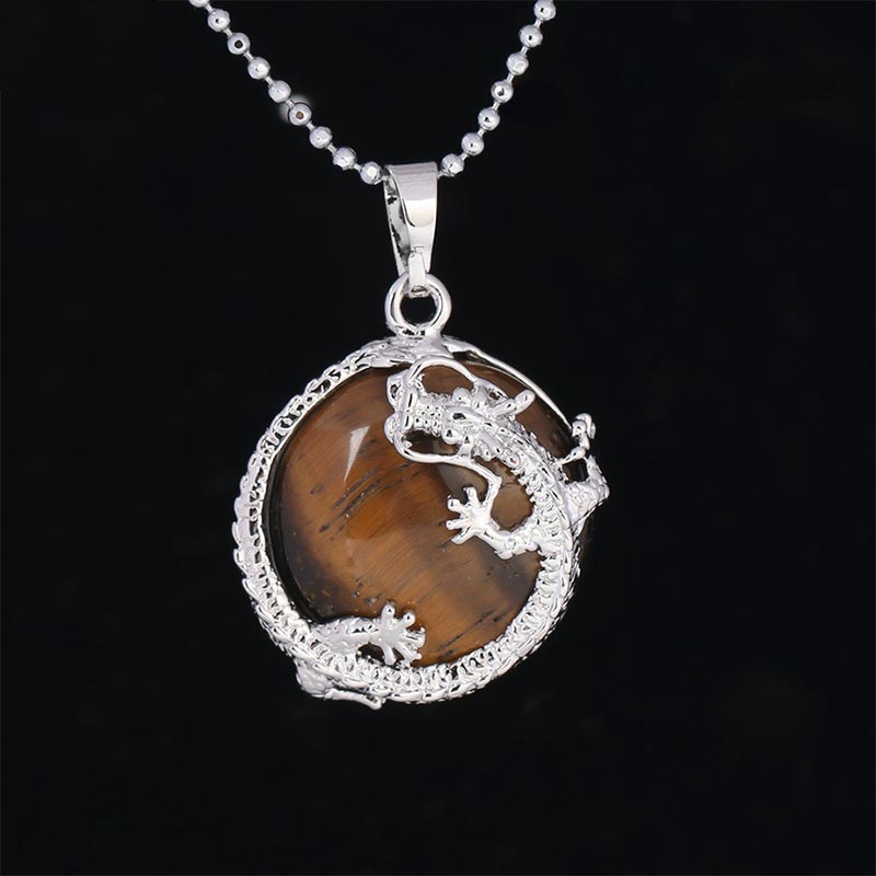 Natural Quartz Crystal Dragon Necklace Healing Energy Pendant
