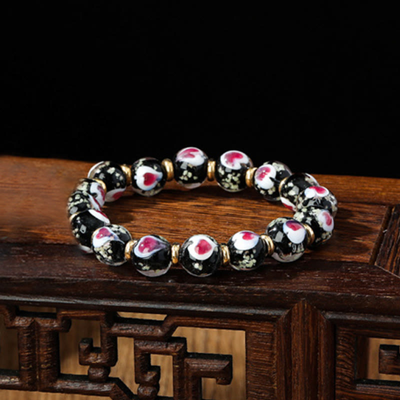 Pink Liuli Glass Spiritual Bracelet for Love & Luck