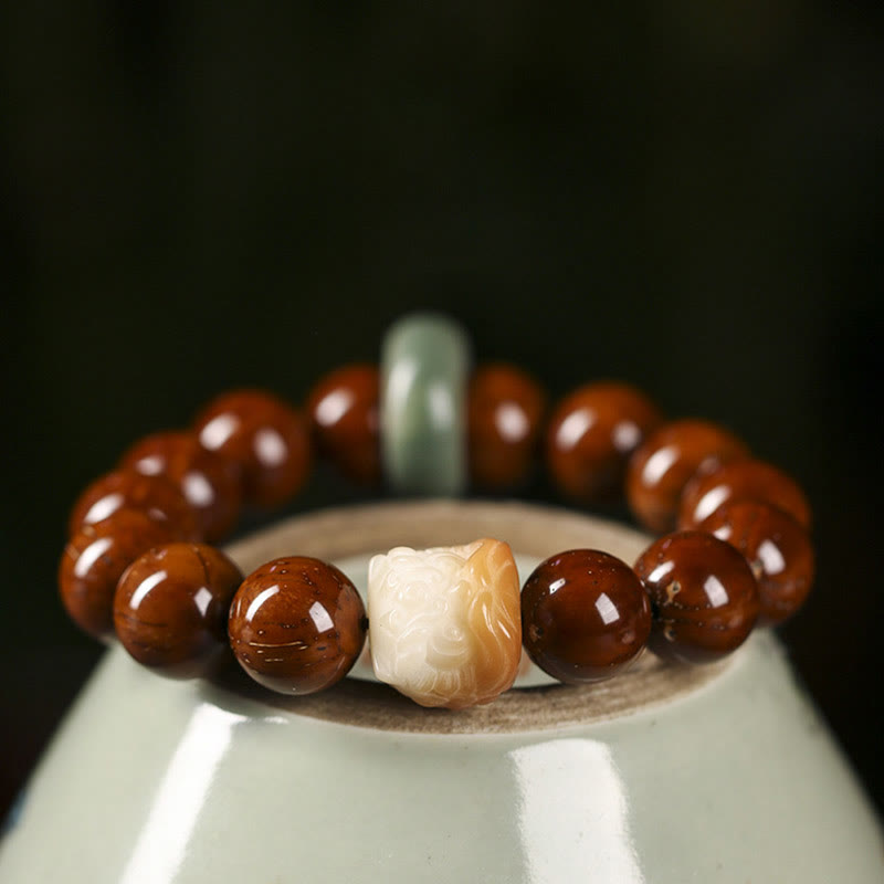 Purple Bodhi Seed Dancing Lion Spiritual Bracelet 15-17cm