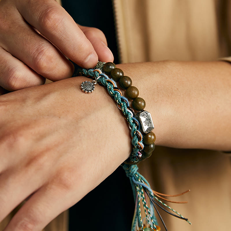 925 Sterling Silver Green Sandalwood Bodhi Seed Bracelet