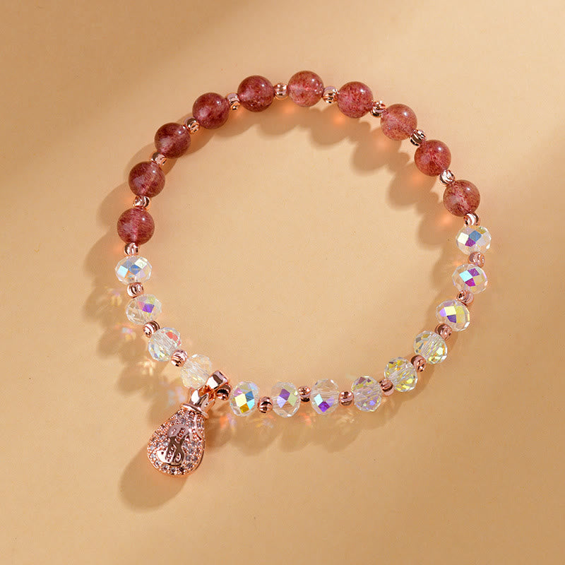 Strawberry Quartz Clear Quartz Energy Bracelet for Positivity