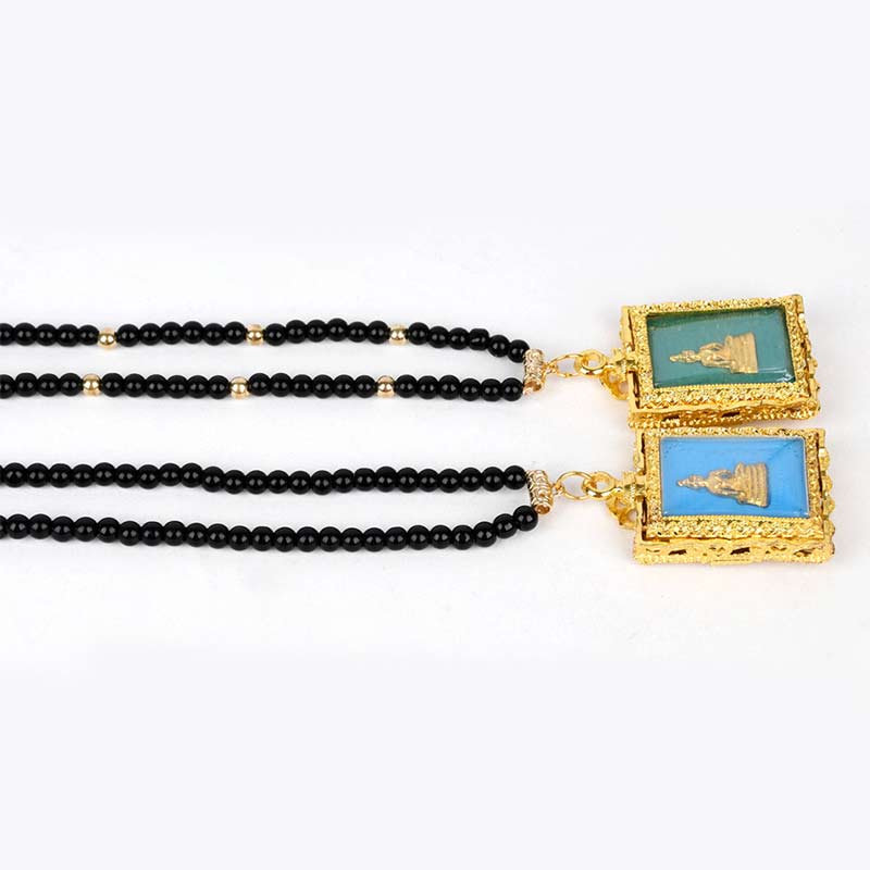 Unisex Obsidian Serenity Pendant Necklace 1.5x2.2in