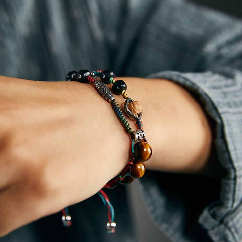 Sterling Silber Tigerauge Mut Armband Handgemacht Bodhi Samen