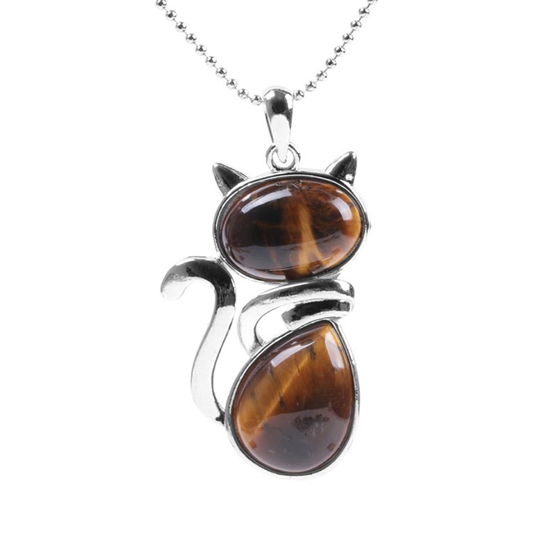 Green Aventurine Crystal Necklace | Protection Cat Pendant