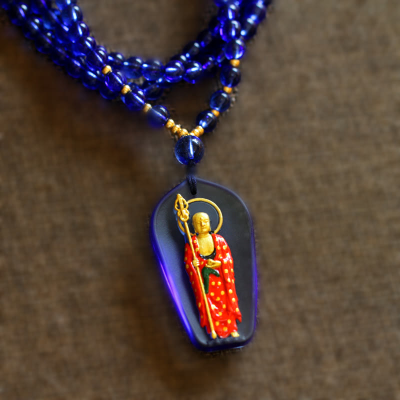 Ksitigarbha Buddha Liuli Crystal Compassion Necklace