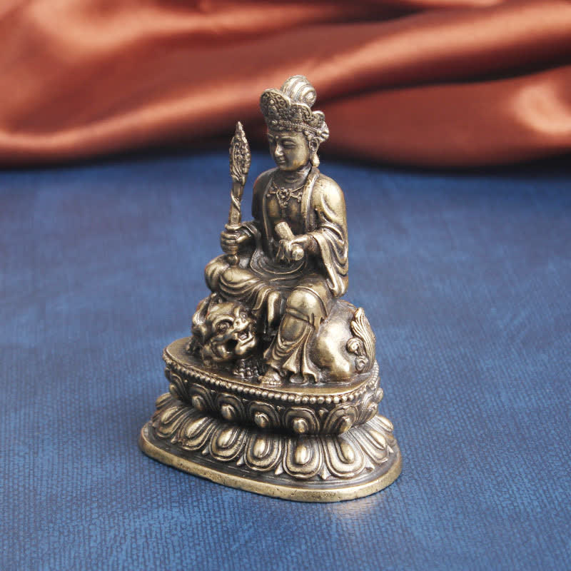 Manjusri Bodhisattva Copper Buddha Statue 49x64mm Serenity