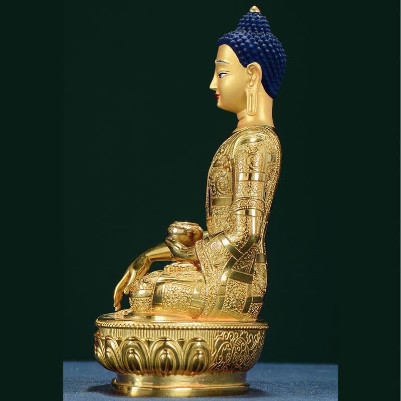 Copper Buddha Statue Shakyamuni Figurine 16.5cm Enlightenment