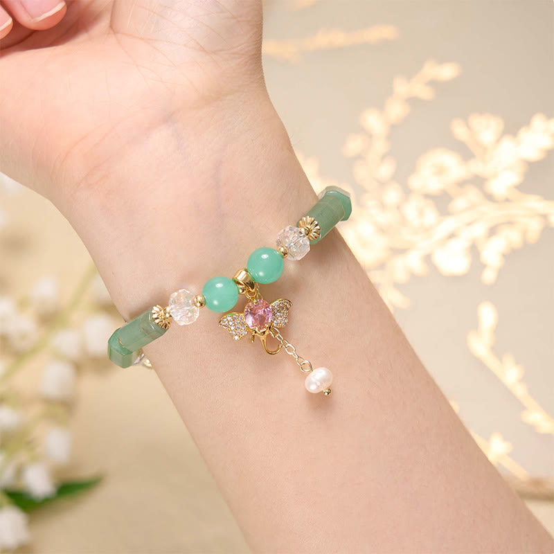 Amethyst Green Aventurine Elephant Charm Bracelet