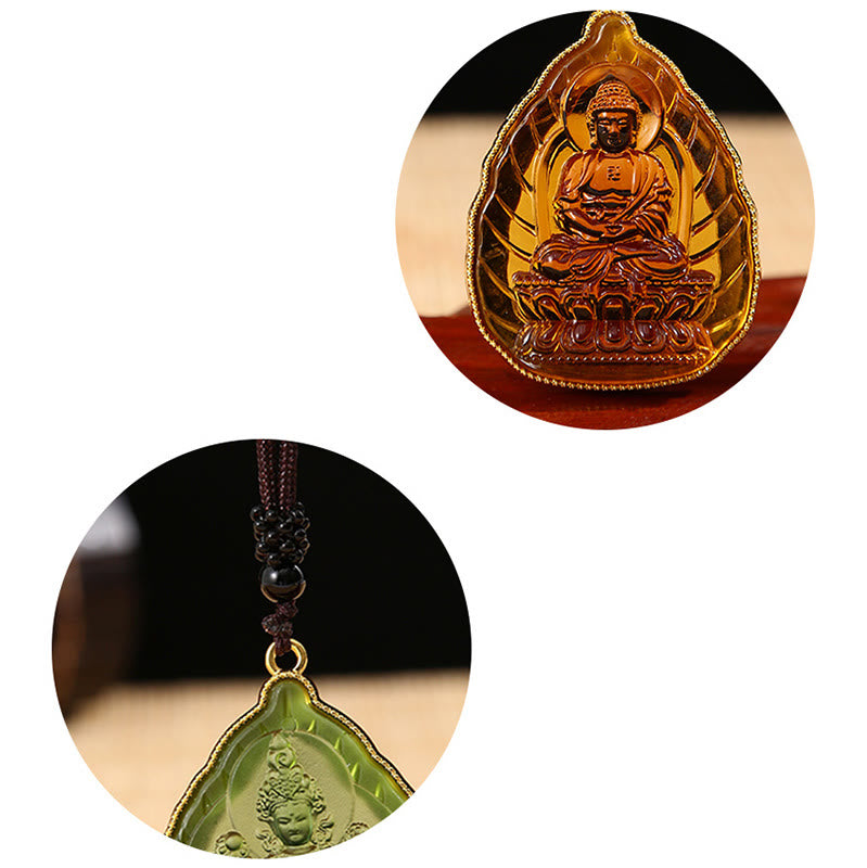 Liuli Crystal Buddha Necklace Pendant for Serenity & Luck