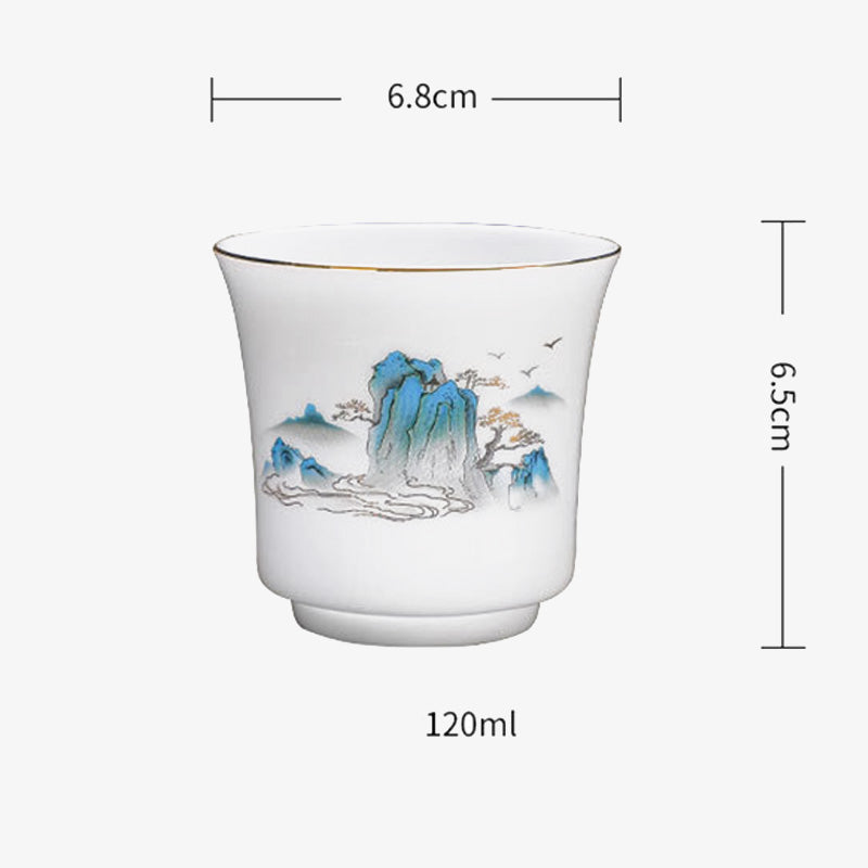 120 ml Keramik-Teetasse | Berge, Flüsse, Bäume, Eleganz