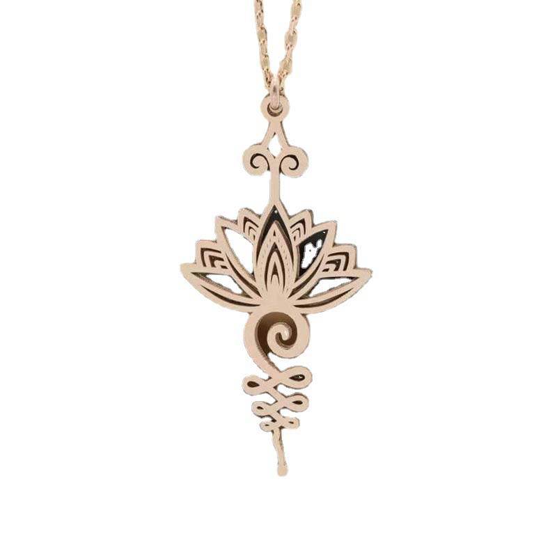 Titanium Lotus Pendant Necklace | Enlightenment & Luck
