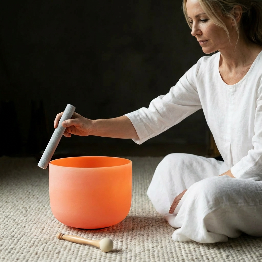 Orange D Note Nabelchakra Kristallklangschale