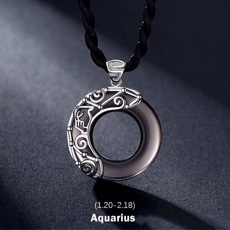 Ice Obsidian Zodiac Pendant Necklace | 12 Constellations Blessing