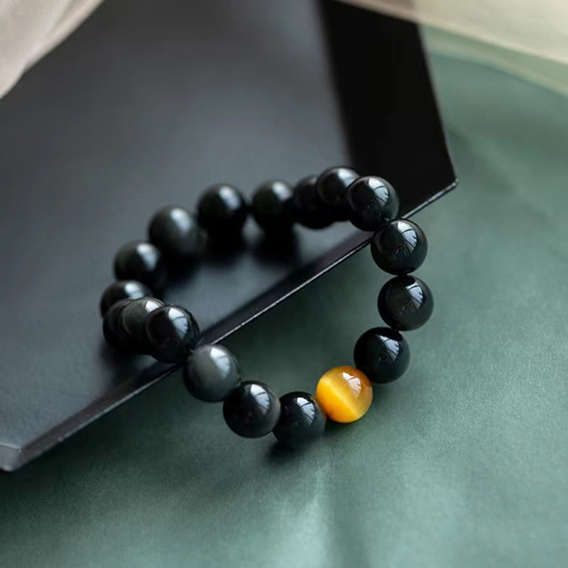 8mm Rainbow Obsidian and Tiger Eye Positive Love Bracelet