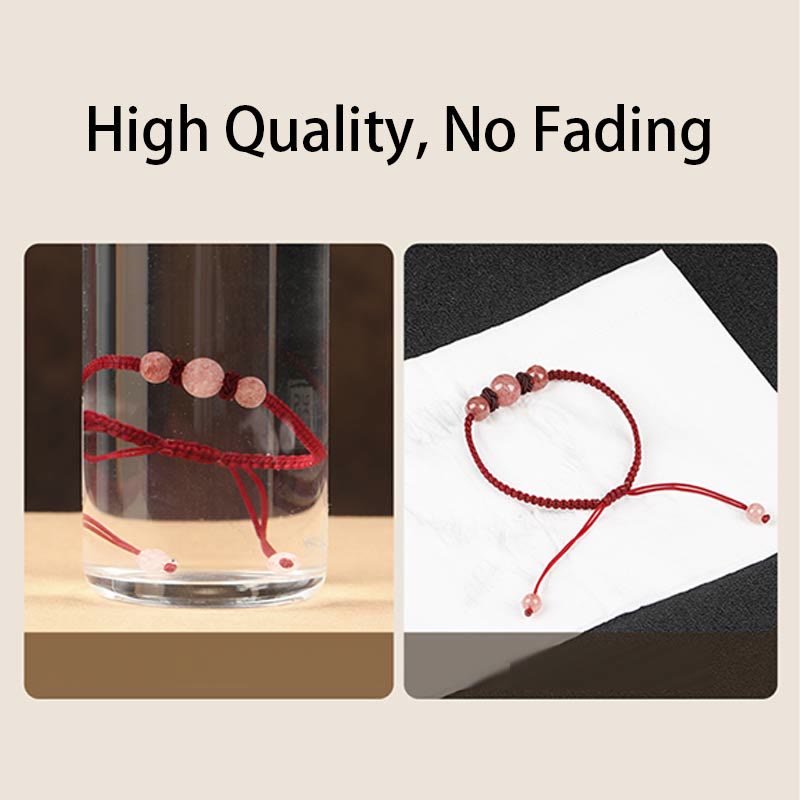 Strawberry Quartz Love Bracelet with Red String Protection
