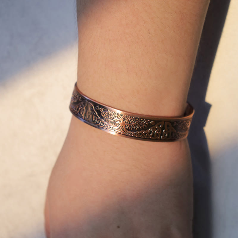 Copper Tree of Life Adjustable Cuff Bracelet for Balance