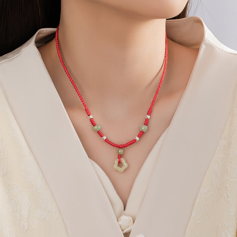 Natural Hetian Cyan Jade Necklace & Bracelet Set for Luck
