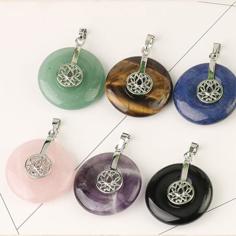 Various Crystal Amethyst Pink Lotus Healing Necklace