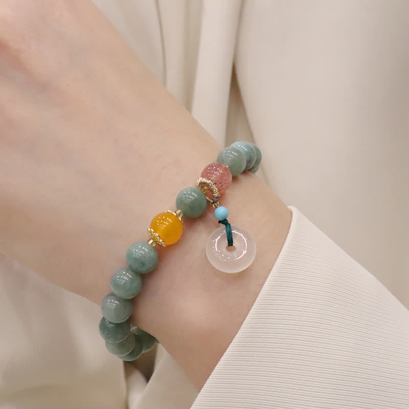 Healing Jade Bracelet with Cyan Jade & Amethyst for Harmony