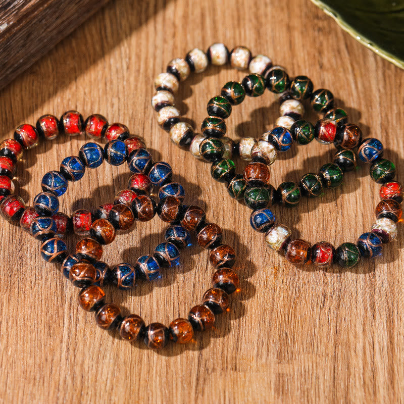 Multicolored Liuli Glass Bead Spiritual Bracelet 8mm