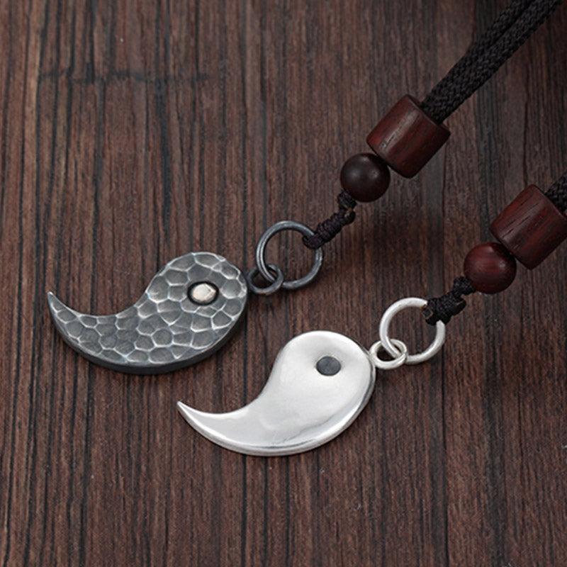 990 Sterling Silver Yin Yang Balance Necklace Pendant