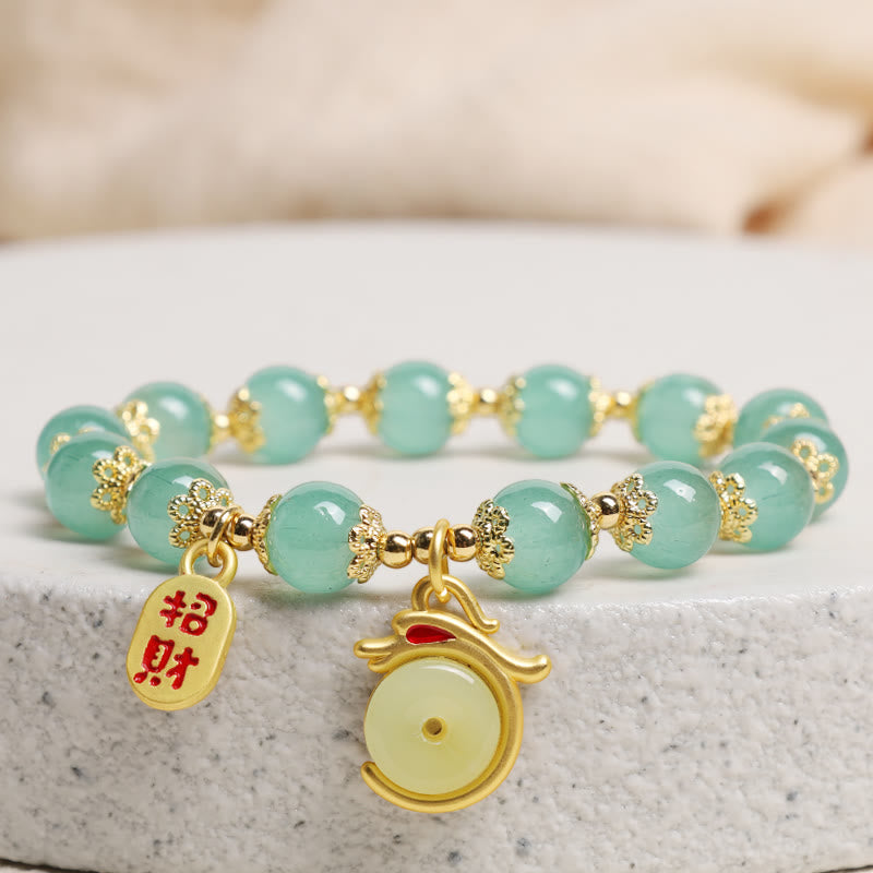 8mm Green Aventurine Lucky Fortune Dragon Bracelet