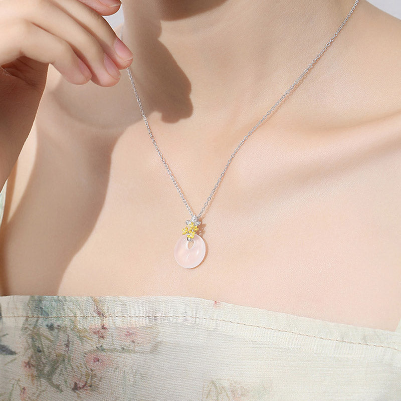 Halskette mit Chalcedon-Harmonie-Anhänger aus 925er Sterlingsilber