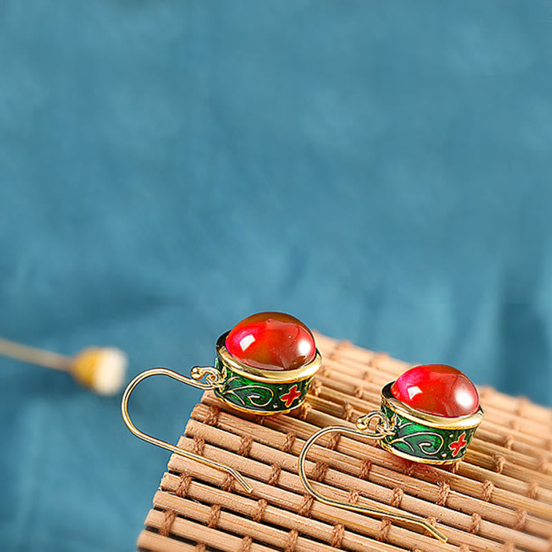 Red Corundum Spiritual Earrings for Confidence and Courage