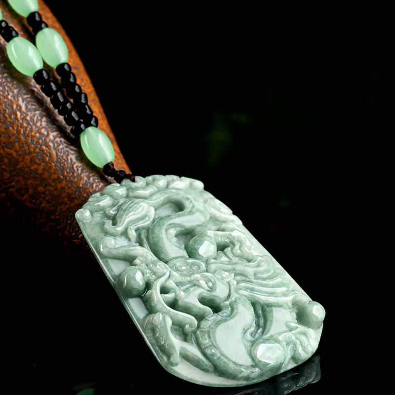 Chinese Zodiac Dragon Jade Protection Necklace Pendant