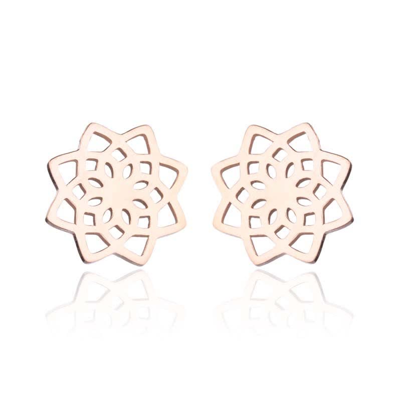 Tibetan Lotus Stud Earrings | New Beginning Symbol | Silver