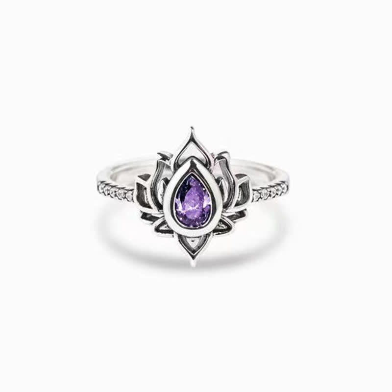 Sterling Silver Lotus Blessing Ring for Protection