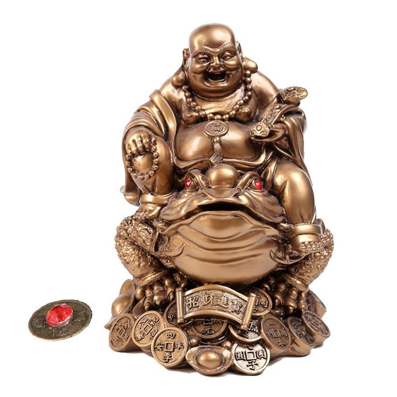 Bronze Feng Shui Maitreya Toad Buddha Statue Decoration