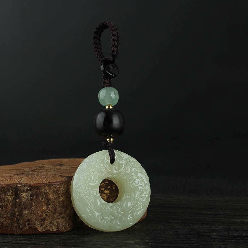 Pixiu Jade Peace Buckle Key Chain for Wealth & Abundance