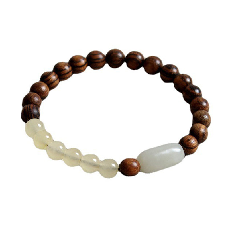 8 mm Jade-Sandelholz-Mala-Armband mit Glücksbringer