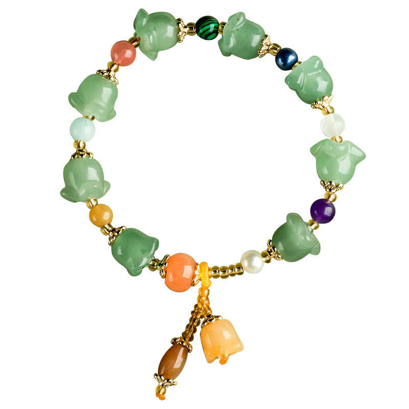 Green Aventurine Magnolia Flower Luck Bracelet