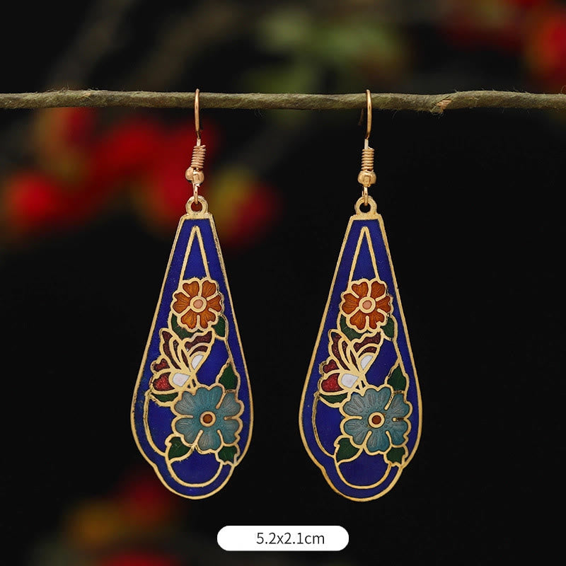 Alloy Copper Lotus Butterfly Drop Earrings for Spiritual Enlightenment