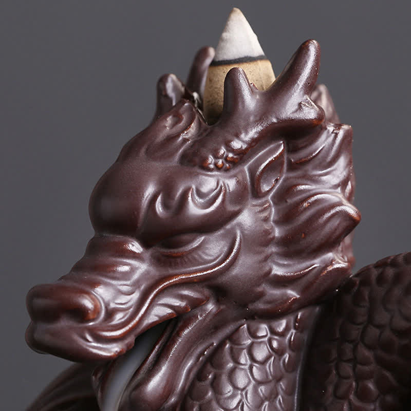 Dragon Pattern Ceramic Incense Burner for Success & Protection