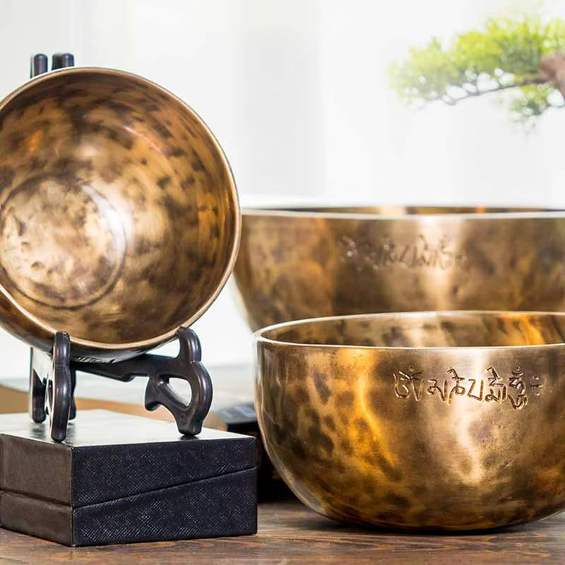 Full Moon Nepal Singing Bowl Handmade Brass Tibetan Singing Bowls Meditation Yoga Professional Percussion Instruments Accessory