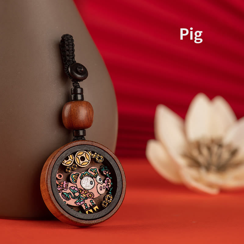Year Of The Dragon Rosewood Zodiac Key Chain