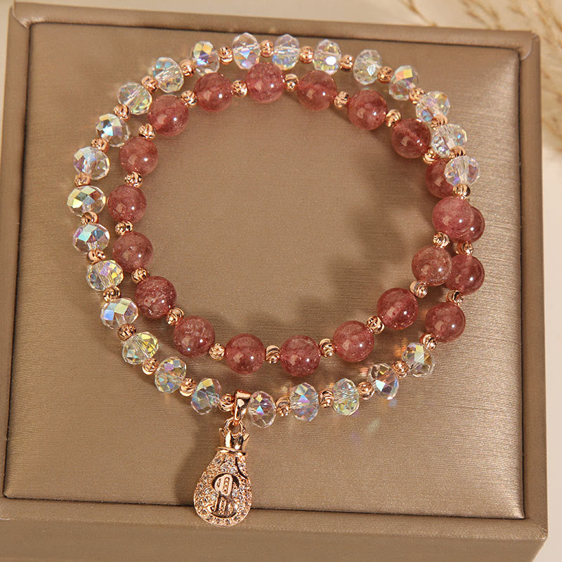 Strawberry Quartz Clear Quartz Energy Bracelet for Positivity