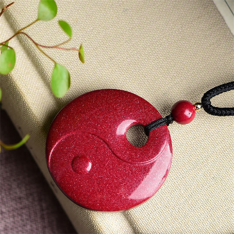 Cinnabar Buddha Necklace with Laughing Buddha & Yin Yang Pendant