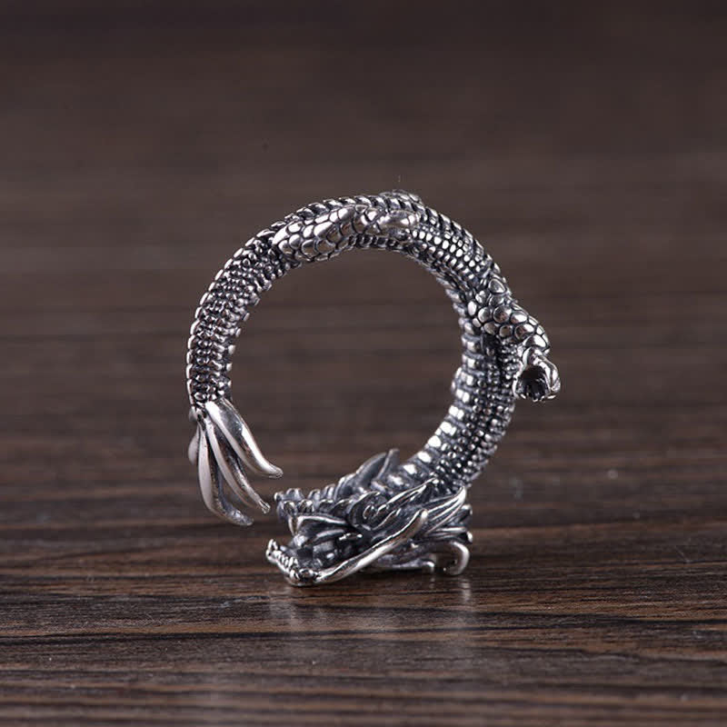 Dragon Ring in 925 Sterling Silver for Luck & Success