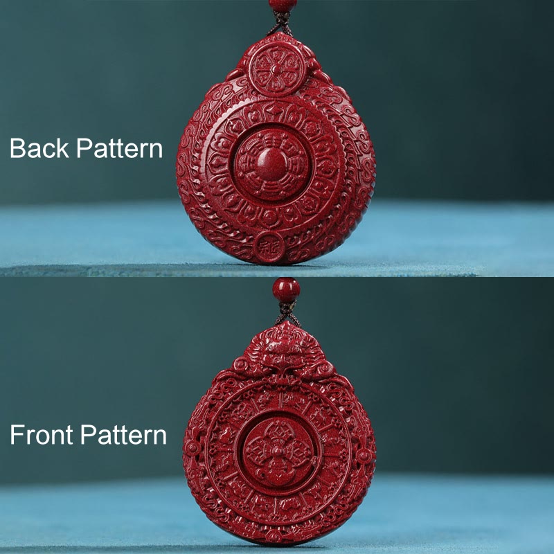 Chinese Zodiac Cinnabar Bagua Amulet Necklace Pendant