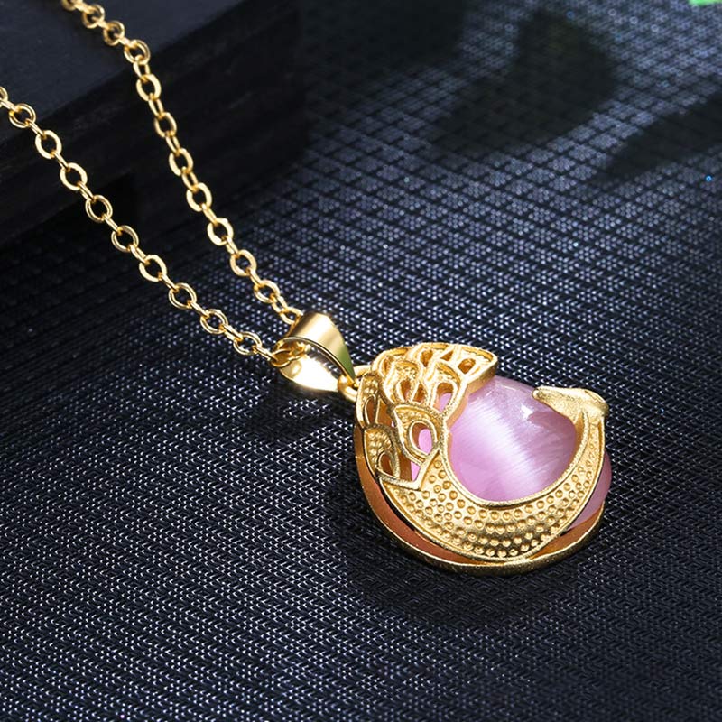 Pink Crystal & Green Chalcedony Soothing Spiritual Necklace