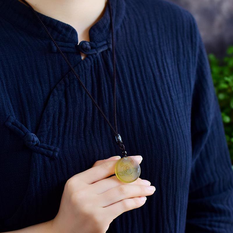 Liuli Yin Yang Balance Necklace with Five Sacred Mountains Symbol