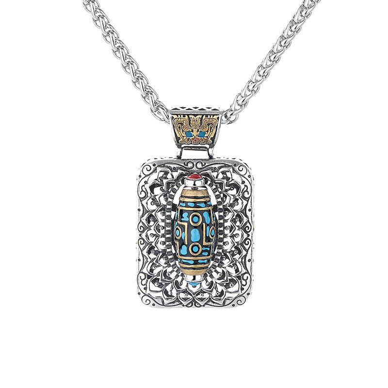 Copper Nine-Eye Dzi Bead Rotatable Protection Necklace