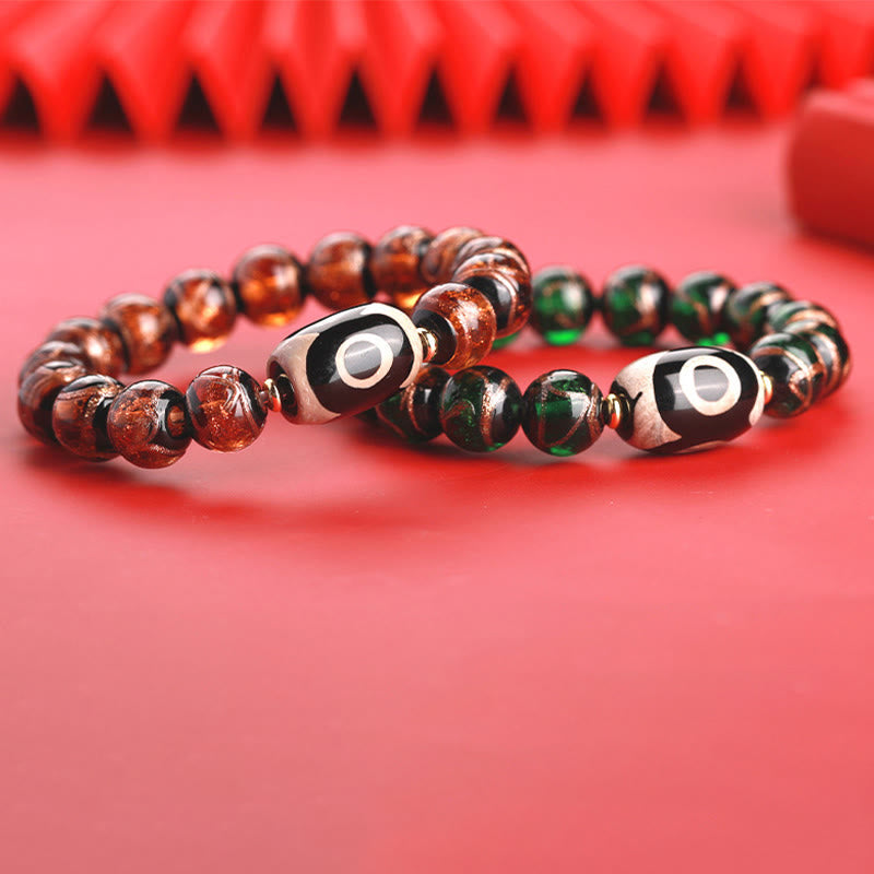 12mm Nine-Eye Dzi Bead Spiritual Wealth Bracelet