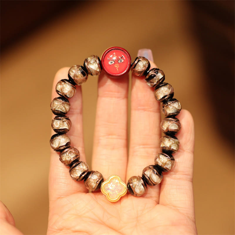 Tibetan Gold Swallowing Beast Fortune Bead Bracelet 10mm