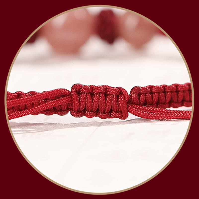 Strawberry Quartz Love Bracelet with Red String Protection