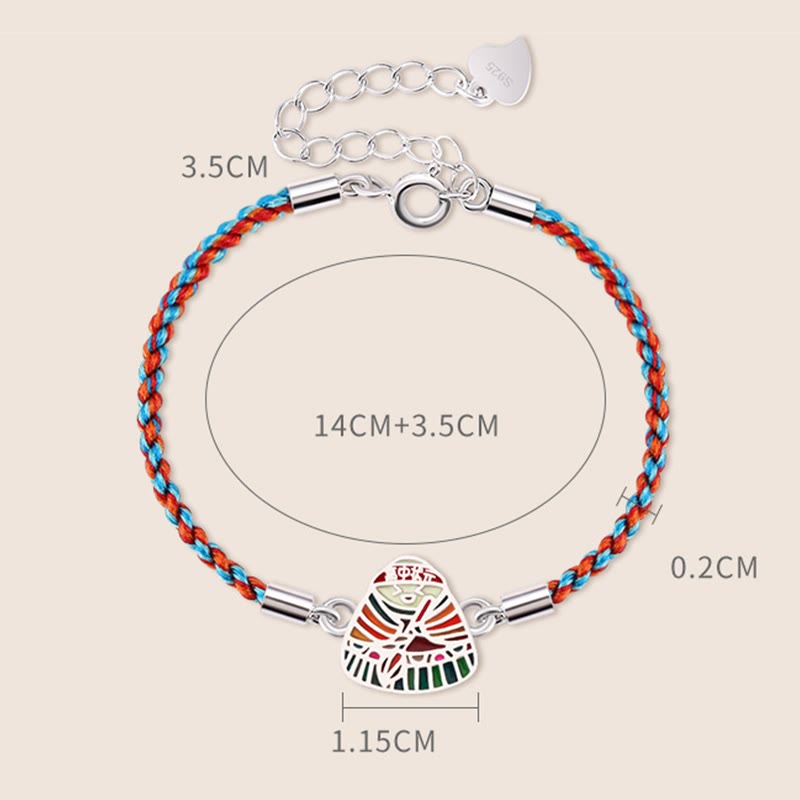 Multicolored 925 Sterling Silver Zongzi Pattern Spiritual Bracelet